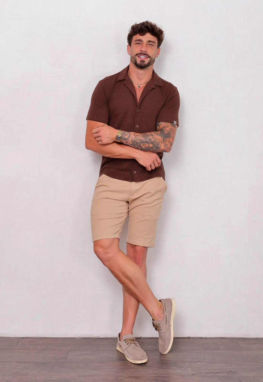 Camisa Masculina Tricot Touch Marrom