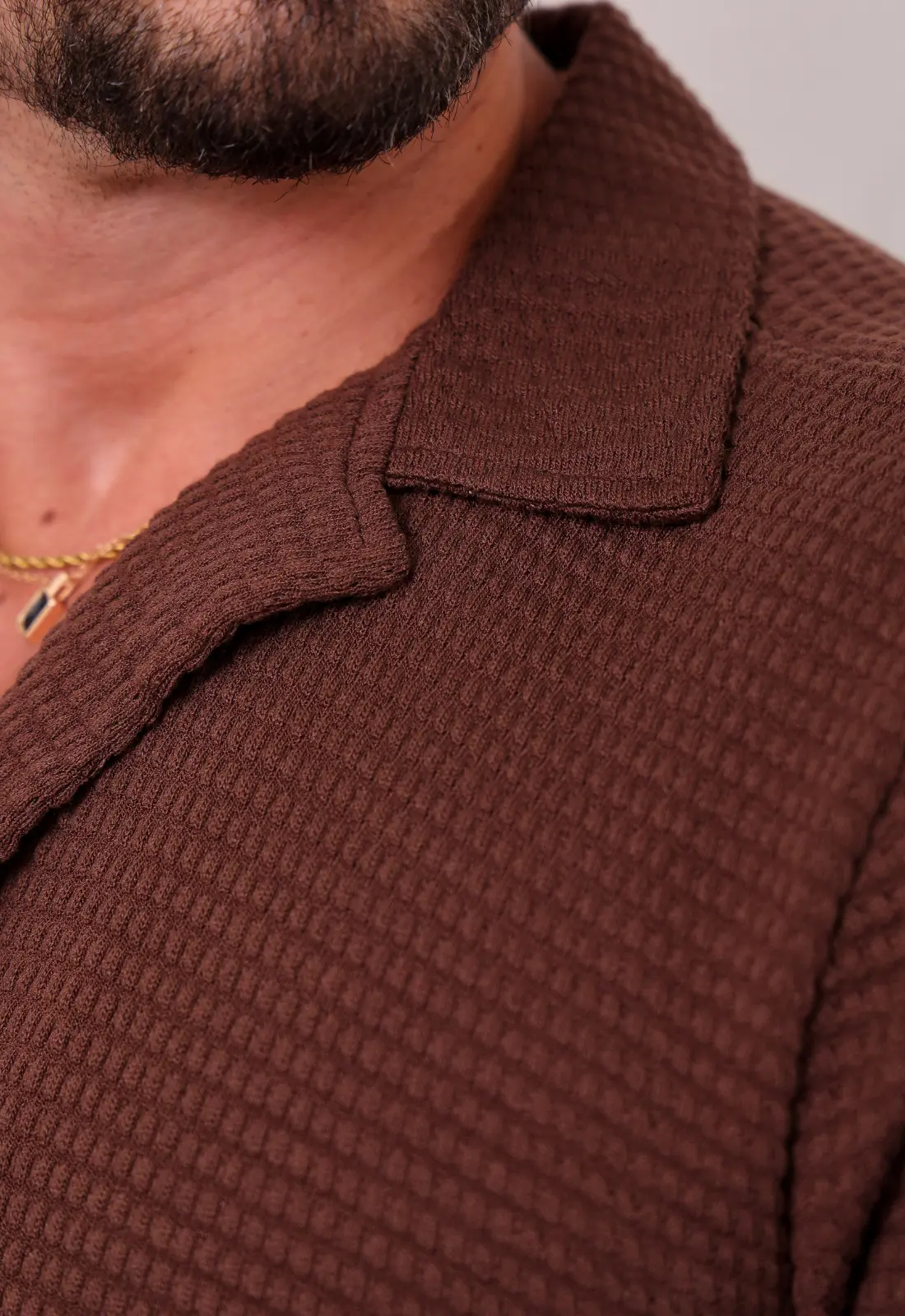 Camisa Masculina Tricot Touch Marrom