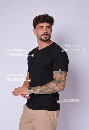 Camiseta Masculina Tricot Preta