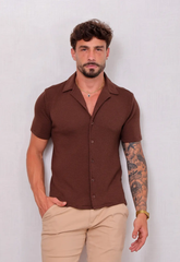 Camisa Masculina Tricot Touch Marrom