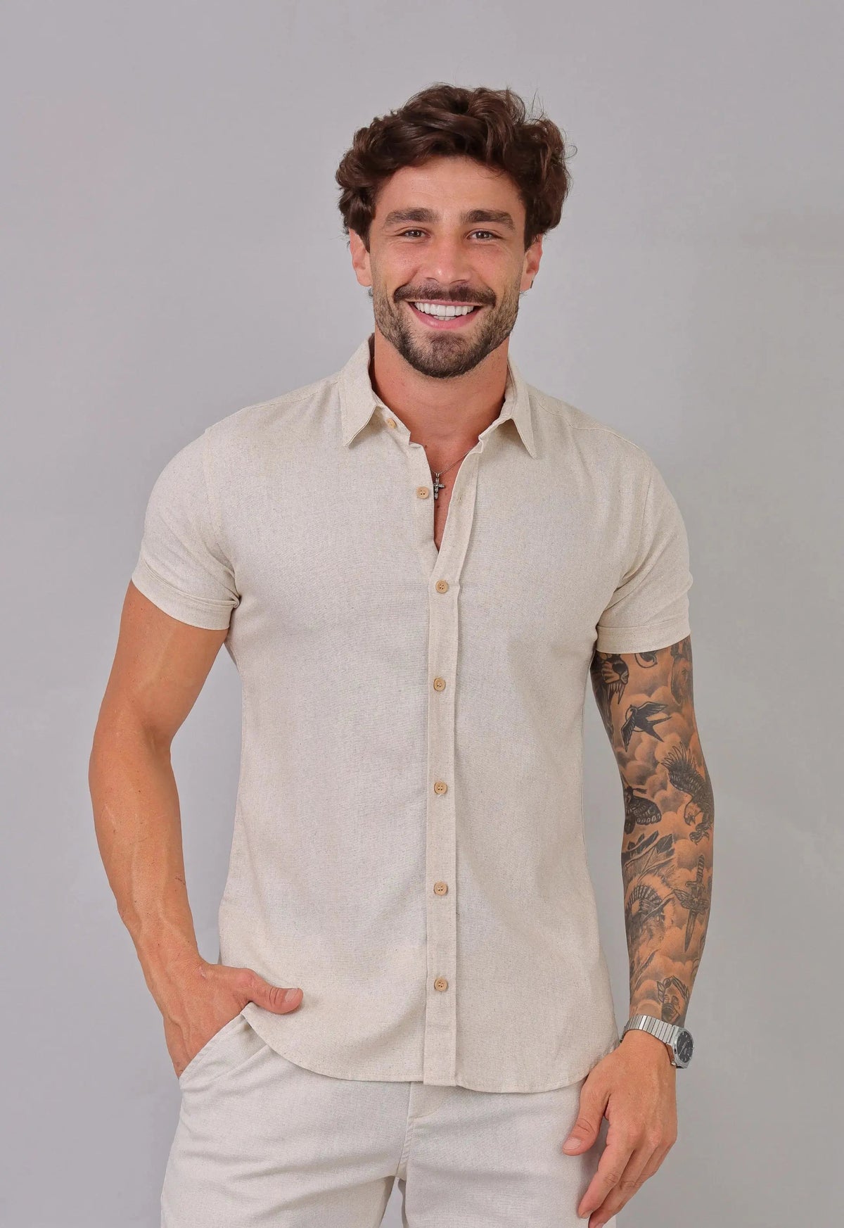 Camisa Masculina Linho com Viscose