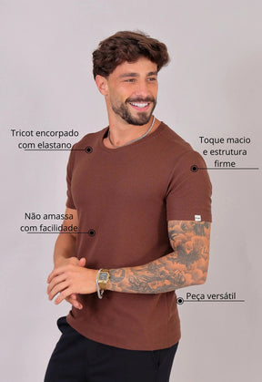 Camiseta Masculina Tricot Marrom Café