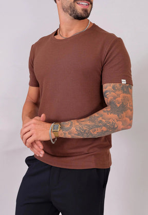 Camiseta Masculina Tricot Marrom Café