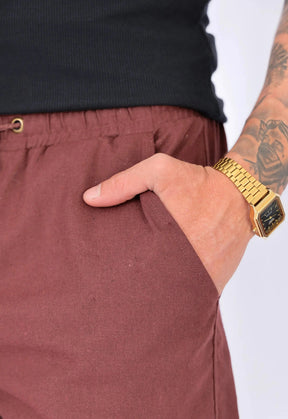 Shorts de Linho Masculino Marrom