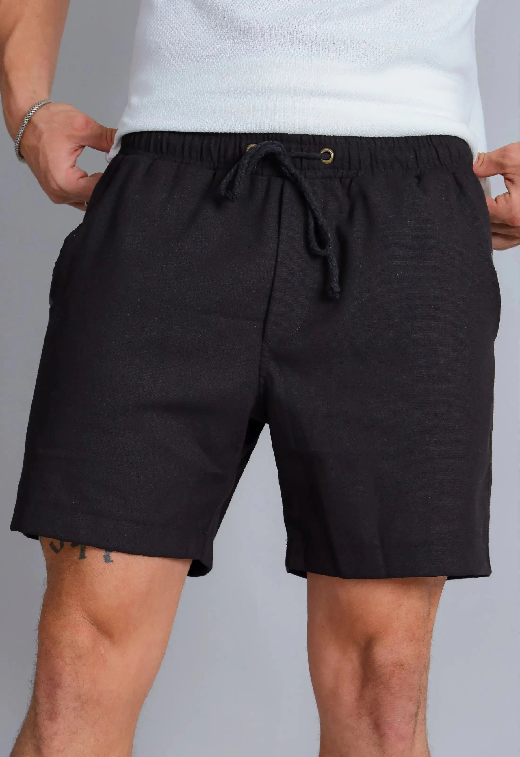 Shorts de Linho Masculino Preto