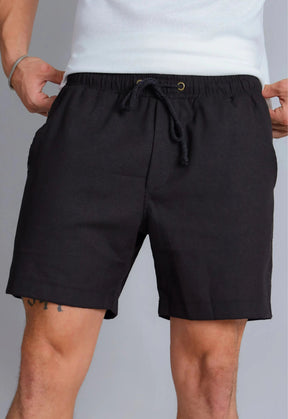 Shorts de Linho Masculino Preto
