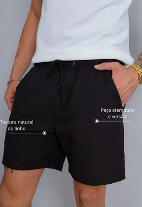 Shorts de Linho Masculino Preto