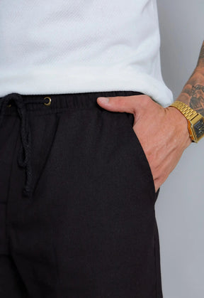 Shorts de Linho Masculino Preto