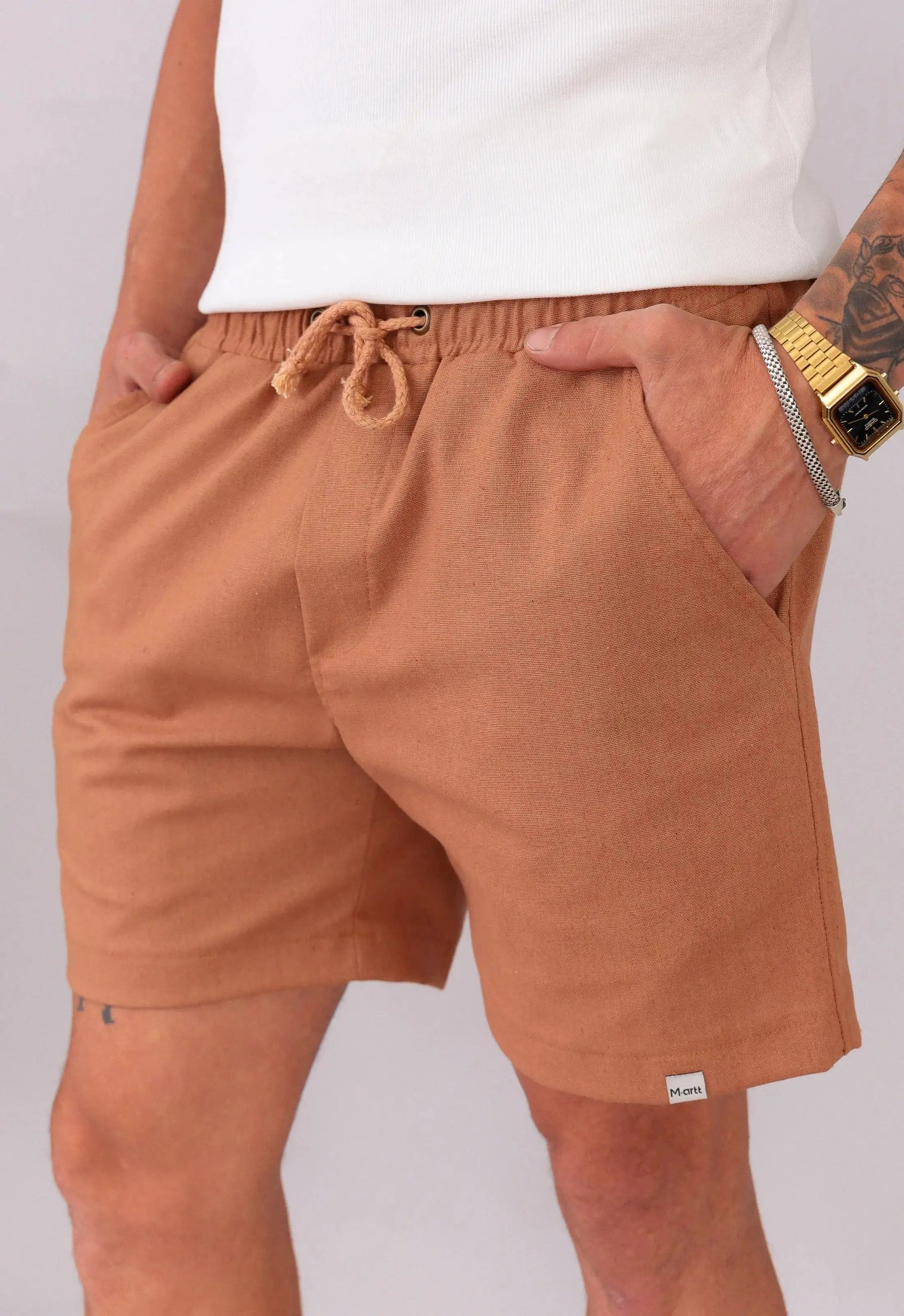 Shorts de Linho Masculino Terracota