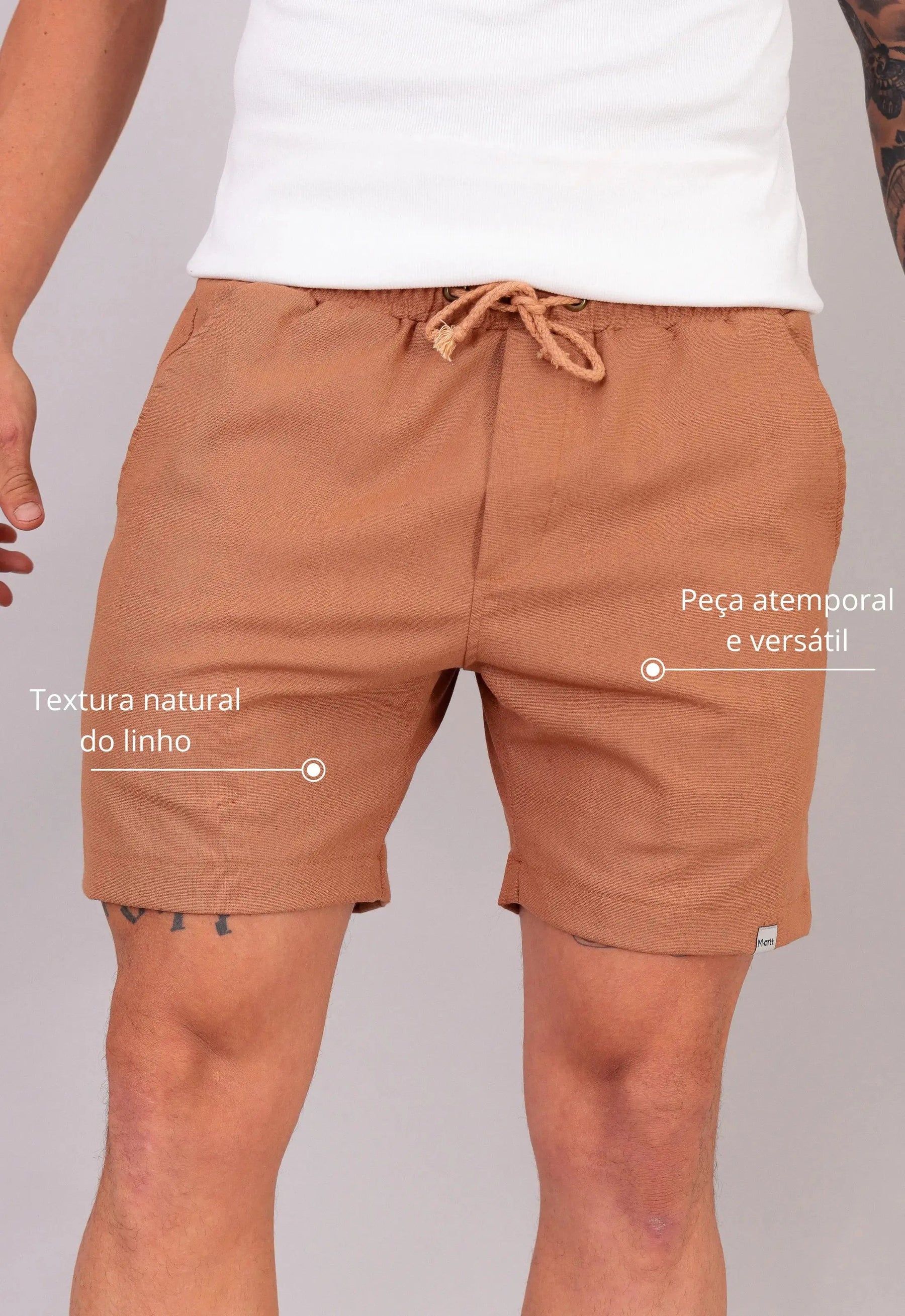 Shorts de Linho Masculino Terracota