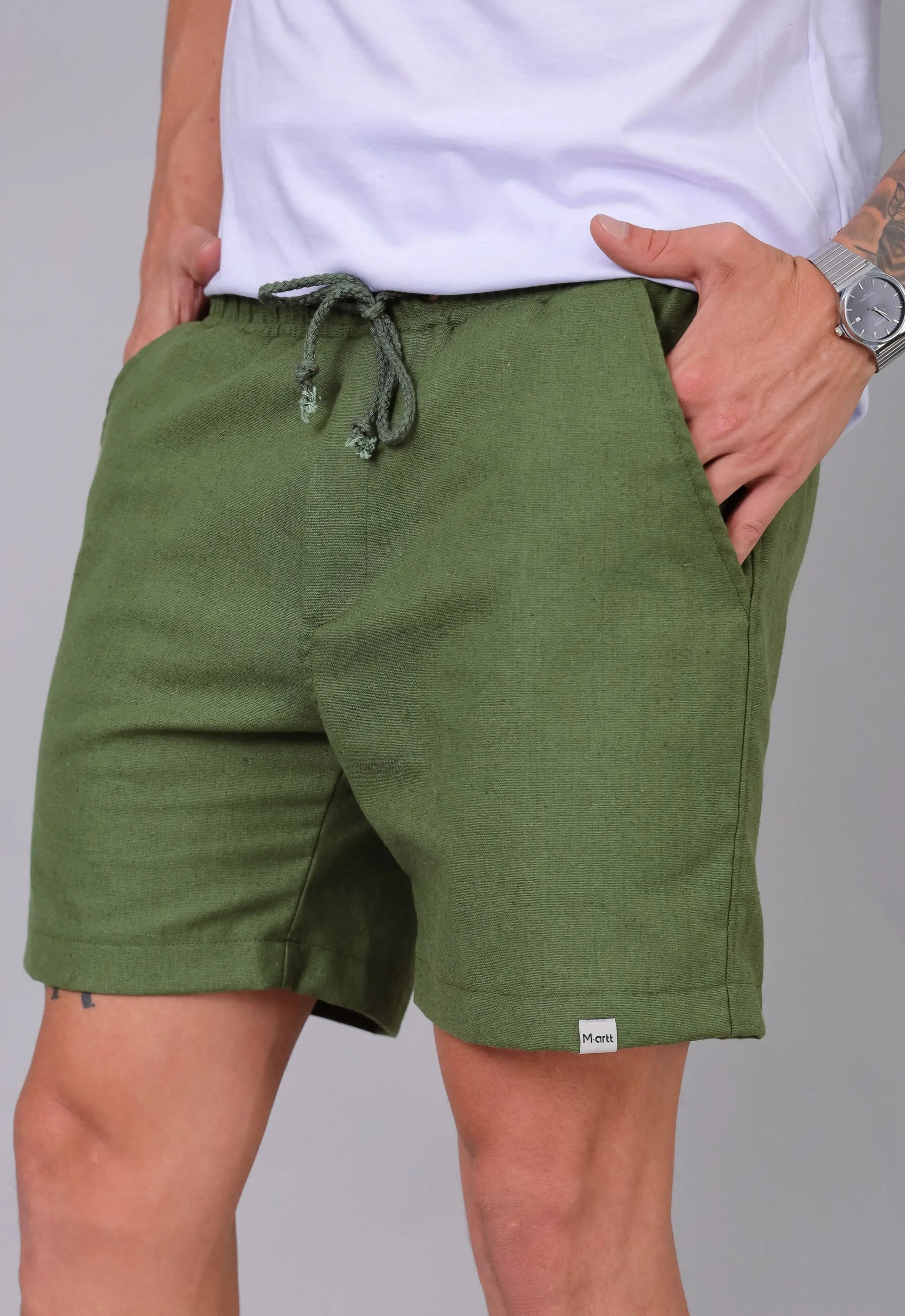 Shorts de Linho Masculino Verde