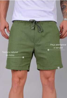 Shorts de Linho Masculino Verde